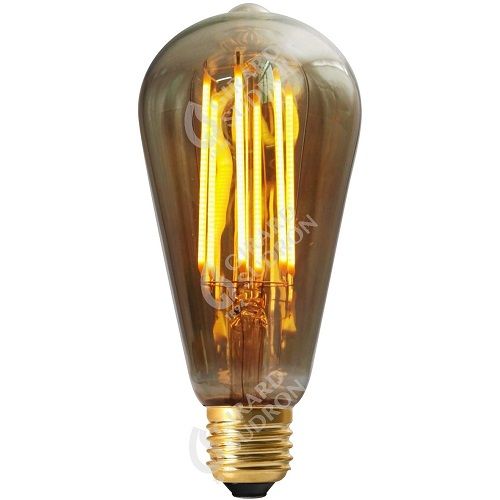 Ampoule Edison filament LED 4W E27 2100K 200Lm dim. Smokey