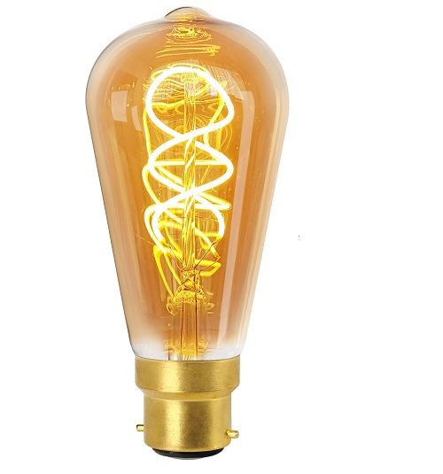 Ampoule Edison filament LED torsadé 4W B22 2000K 200Lm dim Ambré