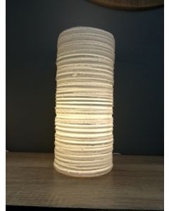 Lampe Porcelaine striée Cylindre Blanc E27